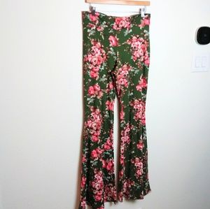 Floral Print Flare Leg Pants SZ L